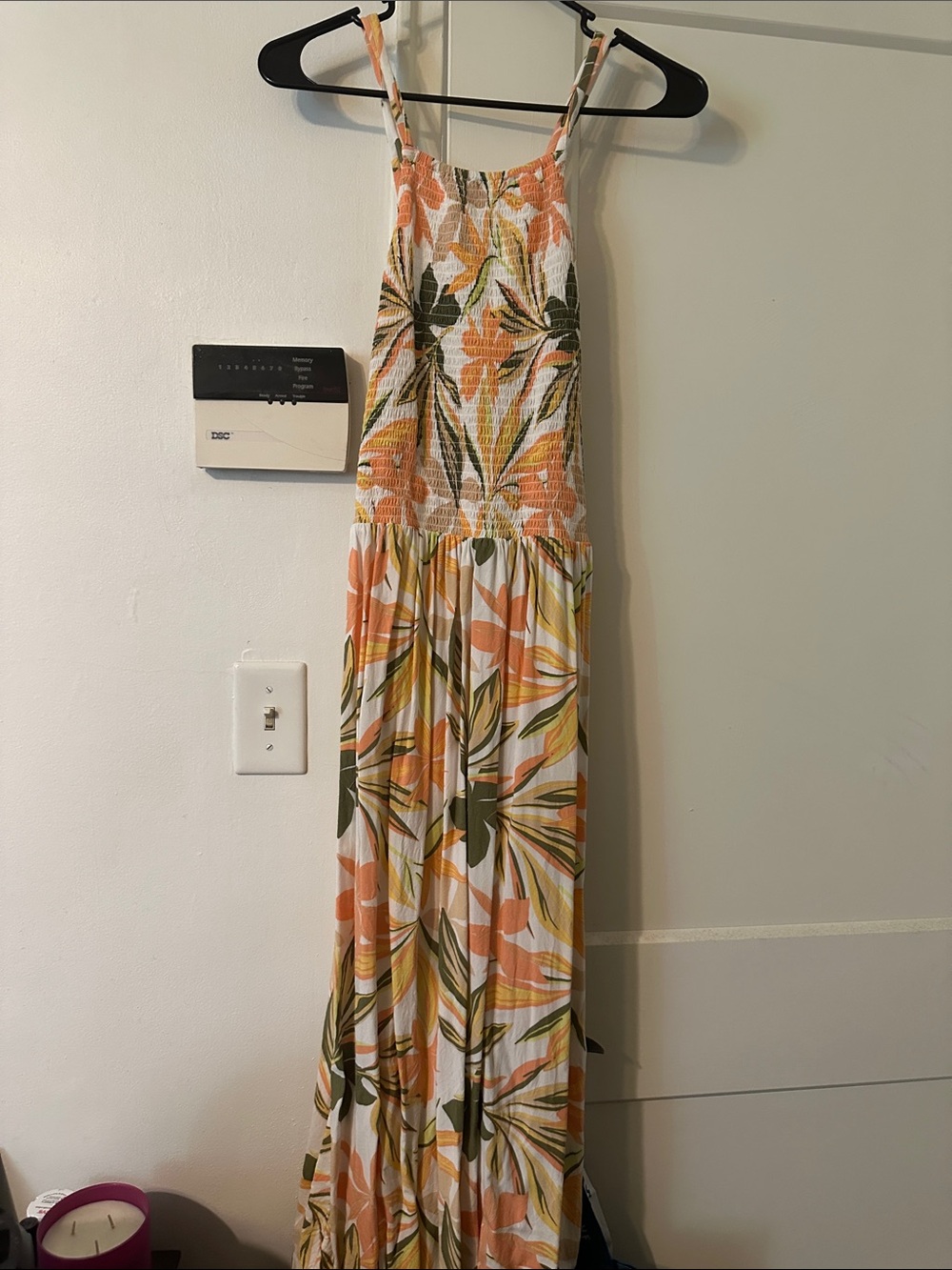 Roxy Floral Maxi Dress in Peach, Green & White